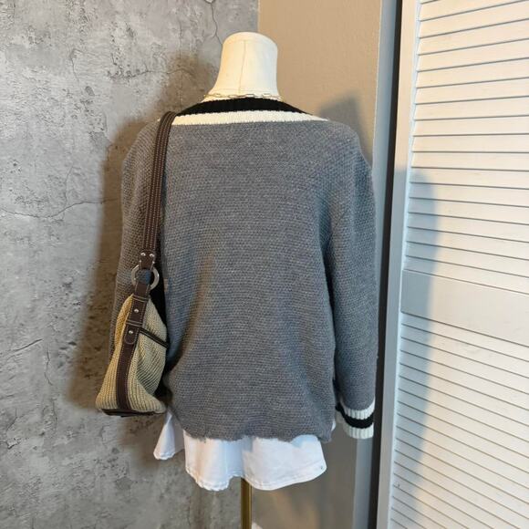 Preppy Grey Striped Sweater - Picture 6 of 6